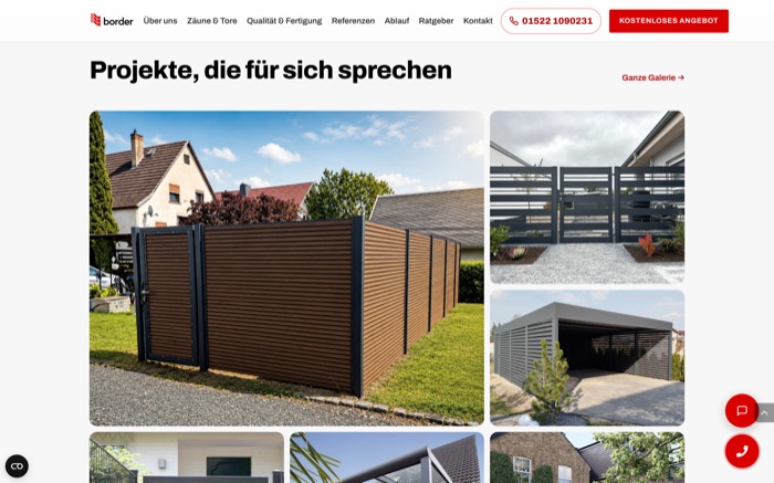 Bildergalerie mit Fotos von gebauten Zäunen, einem Carport und einer Terrassenüberdachung